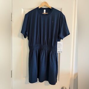 Lululemon Smocked Waist T-Shirt Dress TRNV size 12 new